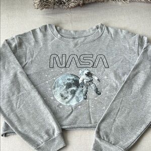 NASA Gray Cropped Sweatshirt
